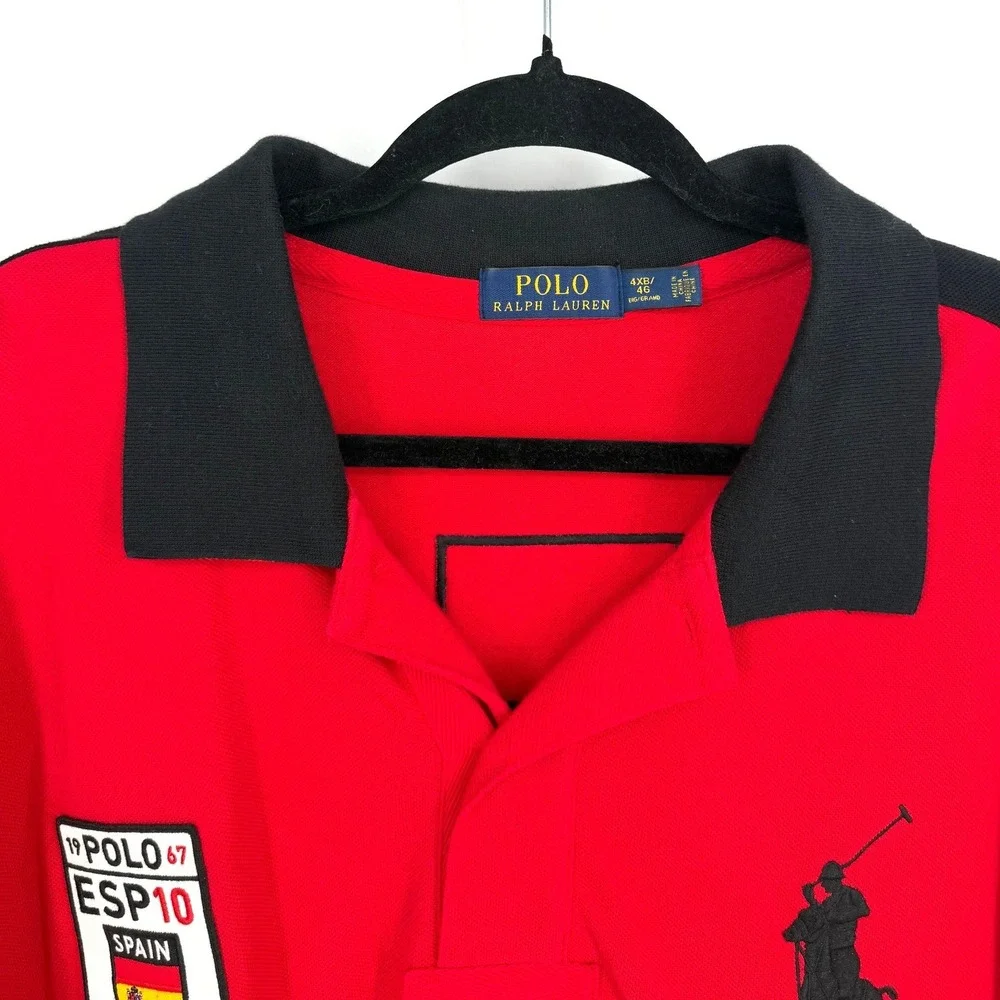 Polo Ralph Lauren Spain World Cup Big Pony Polo Shirt Red Black Mens 4XB ESP 10